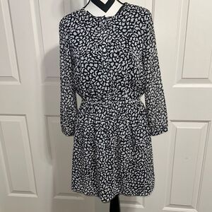 CLUB MONACO Black and White Print Chiffon Dress